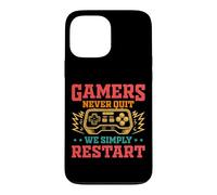 Custodia per iPhone 13 Pro Max Gamers Never Quit We Simply Restart Funny Video Game Lovers