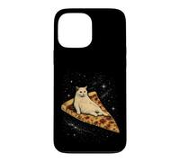Custodia per iPhone 13 Pro Max Gatto che cavalca una fetta di pizza ai peperoni attraverso Galaxy Funny Space