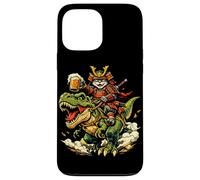 Custodia per iPhone 13 Pro Max Gatto samurai che cavalca la birra T Rex Beer, anime di gatti guerrieri giapponesi
