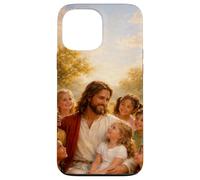 Custodia per iPhone 13 Pro Max Gesù con figli Fede Amore Arte Cristiana
