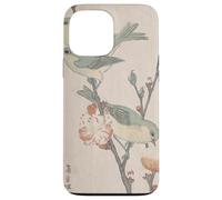 Custodia per iPhone 13 Pro Max Giapponese Art Birds Occhi bianchi su un ramo di pesco