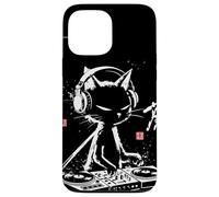 Custodia per iPhone 13 Pro Max Giradischi in vinile vintage calligrafico DJ Cat arte giapponese