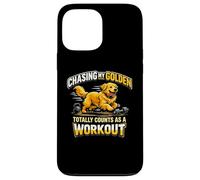 Custodia per iPhone 13 Pro Max Golden Retriever Workout Humor per cane, mamma, papà