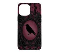 Custodia per iPhone 13 Pro Max Gothic Victorian Raven Damask Black Rose Dark Romance Horror