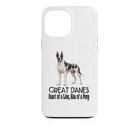 Custodia per iPhone 13 Pro Max Great Dane Dog Cuore di un leone, dimensioni di un pony