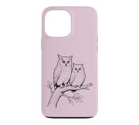 Custodia per iPhone 13 Pro Max Gufo Bird Watching Vintage Schizzo Grande Gufo Cornuto