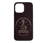 Custodia per iPhone 13 Pro Max Halloween Ufficio Umorismo Incontro Email Fantasma Caffè Scherzo
