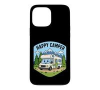 Custodia per iPhone 13 Pro Max Happy Camper RV Camping Giochi di parole scherzo Camp Amante Citazione Dicendo Divertente