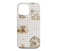 Custodia per iPhone 13 Pro Max Highland Mucca Pecora Rustico Fattoria Paese Acquerello