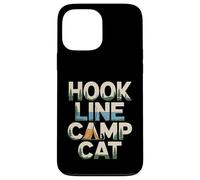 Custodia per iPhone 13 Pro Max Hook Line Camp Cat Funny Camping Pesca