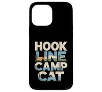 Custodia per iPhone 13 Pro Max Hook Line Camp Cat Funny Camping Pesca