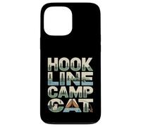 Custodia per iPhone 13 Pro Max Hook Line Camp Cat Funny Camping Pesca