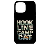 Custodia per iPhone 13 Pro Max Hook Line Camp Cat Funny Camping Pesca