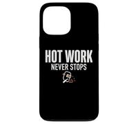 Custodia per iPhone 13 Pro Max Hot Work Never Stops Welder Welding Blue Collar Job Work