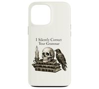 Custodia per iPhone 13 Pro Max I Silently Correct Your Grammar Skull Raven Funny Teacher