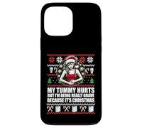 Custodia per iPhone 13 Pro Max Il mio stomaco fa male ma coraggioso Natale divertente brutto maglione meme