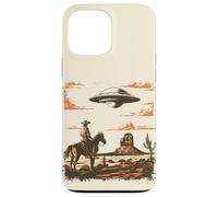 Custodia per iPhone 13 Pro Max Incontro Vintage tra Cowboy e Alieno nel Deserto