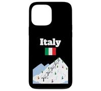Custodia per iPhone 13 Pro Max Italia, sci, viaggio, souvenir, sci, amante dello sci, bandiera italiana