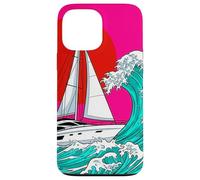 Custodia per iPhone 13 Pro Max Japanese Wave Sailboat Sailing Boating Club Sailor