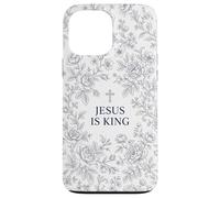 Custodia per iPhone 13 Pro Max Jesus Is King Cristiano Fede Croce Floreale Preghiera Donne