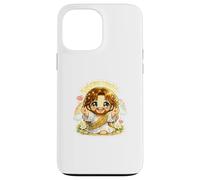 Custodia per iPhone 13 Pro Max Jesus Kawaii Chibi Open Arms Vieni da me Benvenuto Arte
