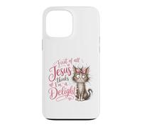 Custodia per iPhone 13 Pro Max Jesus Thinks I'm A Delight Funny Christian Faith Cat Lover
