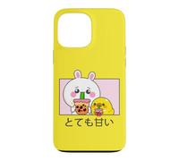 Custodia per iPhone 13 Pro Max Kawaii Carino Anime Coniglio e Anatra Bere Bubble Tea