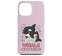 Custodia per iPhone 13 Pro Max Kawaii Orca Rainbow Whale Guardando Chibi Whale Girls
