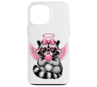 Custodia per iPhone 13 Pro Max Kawaii Raccoon Valentine's Day Angel With Heart Sunglasses