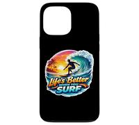 Custodia per iPhone 13 Pro Max La vita è meglio quando si surf Surfer Surfing Surfboard Citazione
