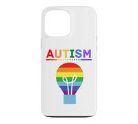 Custodia per iPhone 13 Pro Max Lampadina arcobaleno per la consapevolezza dell'autismo, supporto autistico, mamma e papà