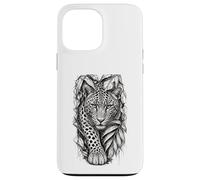 Custodia per iPhone 13 Pro Max Leopard Jungle Sketch dettagliata Wildlife Line Art