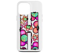 Custodia per iPhone 13 Pro Max Lettera H floreale con margherite colorate