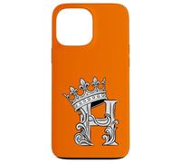 Custodia per iPhone 13 Pro Max Lettera H Iniziale + Corona Arancione