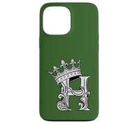 Custodia per iPhone 13 Pro Max Lettera H Iniziale + Corona Verde Oliva