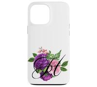 Custodia per iPhone 13 Pro Max Lettera iniziale H Monogramma Floreale Rosa