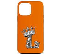 Custodia per iPhone 13 Pro Max Lettera L Iniziale + Corona Arancione