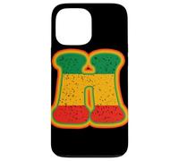 Custodia per iPhone 13 Pro Max Lettera rasta H retrò invecchiato rosso giallo verde arte