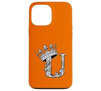 Custodia per iPhone 13 Pro Max Lettera U iniziale + corona arancione