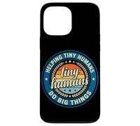 Custodia per iPhone 13 Pro Max Logo vintage con scritta "Helping Tiny Humans Do Big Things Teacher"