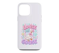 Custodia per iPhone 13 Pro Max Loose As A Goose, divertente motivo a forma di oca e uccellino pastello, a righe pastello