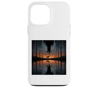 Custodia per iPhone 13 Pro Max lupo, silhouette, lago, riflessione, su, il, lago