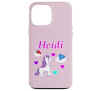 Custodia per iPhone 13 Pro Max Maglietta per compleanno con unicorno e nome Heidi, personalizzabile