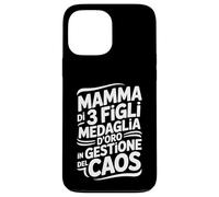 Custodia per iPhone 13 Pro Max Mamma 3 Figli Frase Divertente Futura Madre Gravidanza