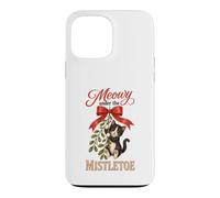 Custodia per iPhone 13 Pro Max Meowy Under The Mistletoe Cute Tuxedo Kitten Christmas