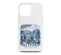 Custodia per iPhone 13 Pro Max Meteora Grecia Monastero Vintage Viaggi Paesaggio Arte