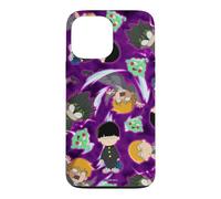 Custodia per iPhone 13 Pro Max Mob Psycho 100 Repeating Chibi Characters on Purple Anime