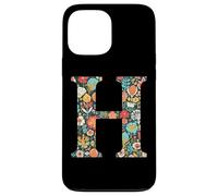 Custodia per iPhone 13 Pro Max Monogramma iniziale lettera floreale H colorato Giardino fiori