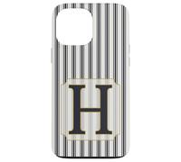 Custodia per iPhone 13 Pro Max Monogramma Lettera H Grigio e Bianco Morbido Strisce Ticking Strette