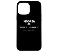 Custodia per iPhone 13 Pro Max Moorea Polinesia Francese Coordinate Isola Design